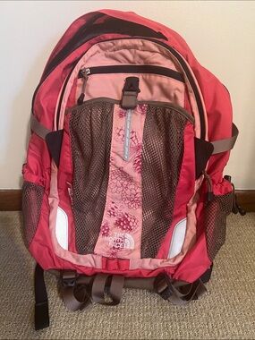 The North Face Pink Floral coral Backpack